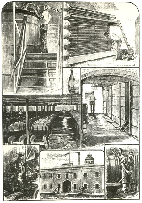 planche de la brasserie Carlton à propos de la fabrication de la bière, en 1886